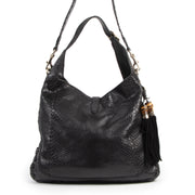 Authentieke Tweedehands Gucci Black Python Jackie Hobo Leather Bag juiste prijs veilig online shoppen luxe merken webshop winkelen Antwerpen België mode fashion