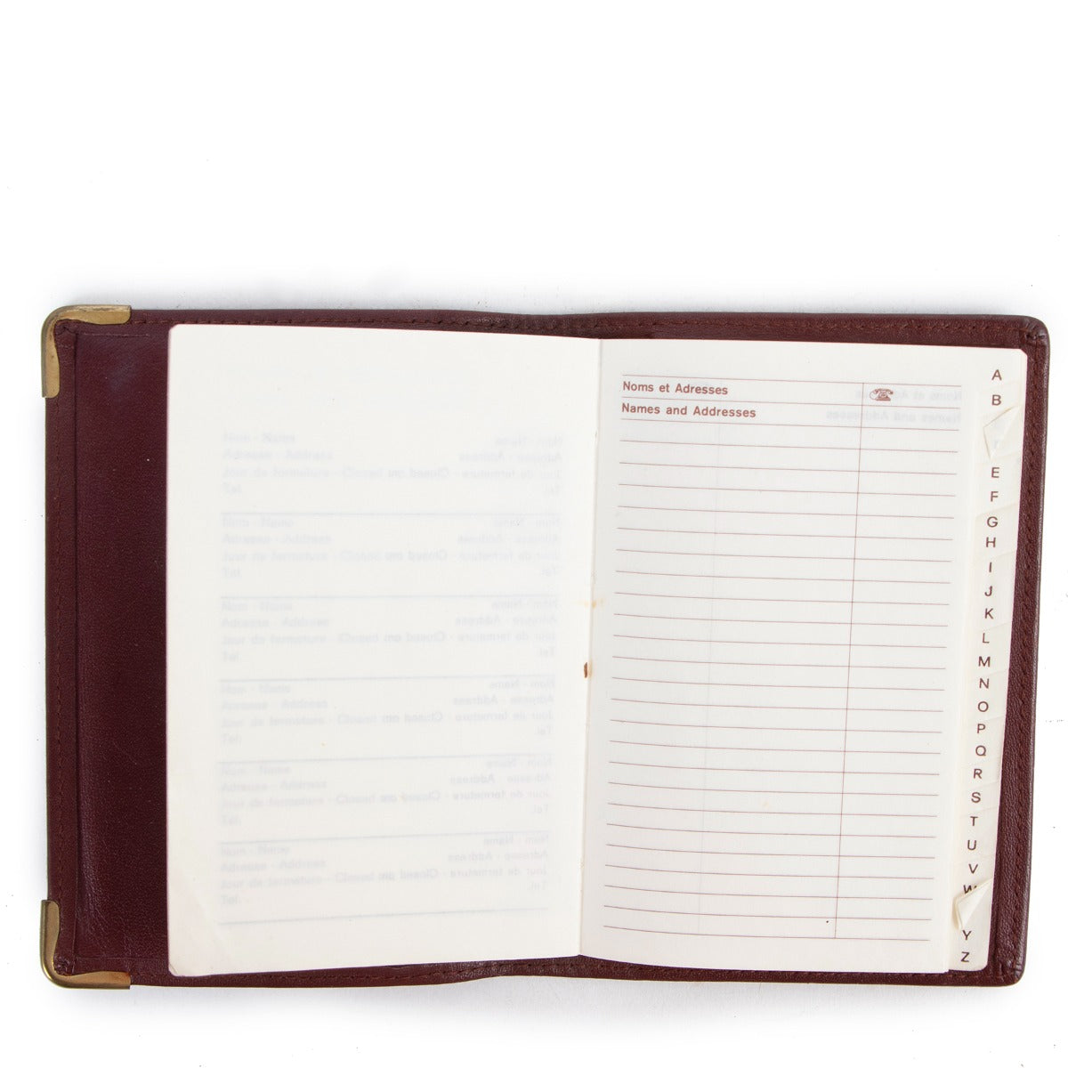 Must De Cartier Burgundy Leather Adress Book