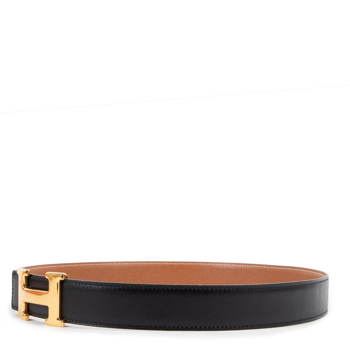Buy online authentic second hand Hermès H Buckle Reversible Black/Gold Tadelakt/Courchevel Belt - Size 80 in very good condition at Labellov in Antwerp