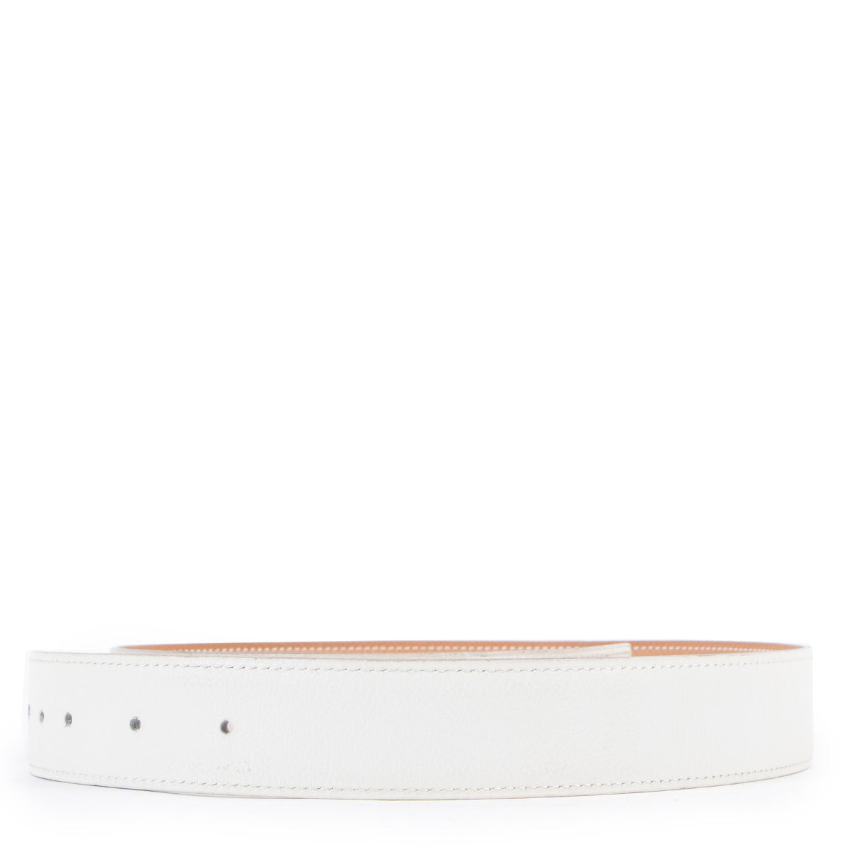 Hermès White/Camel Reversible Leather Belt Strap - Size 75