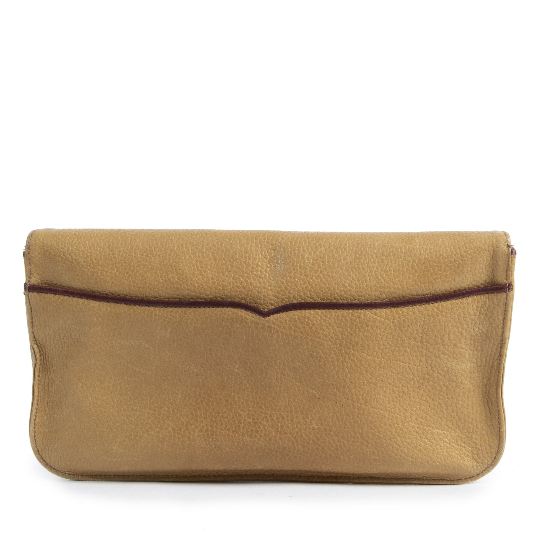 Authentic secondhand Cartier Ochre Leather Clutch designer bags fashion luxury vintage webshop safe secure online shopping high end designer brands leather bags