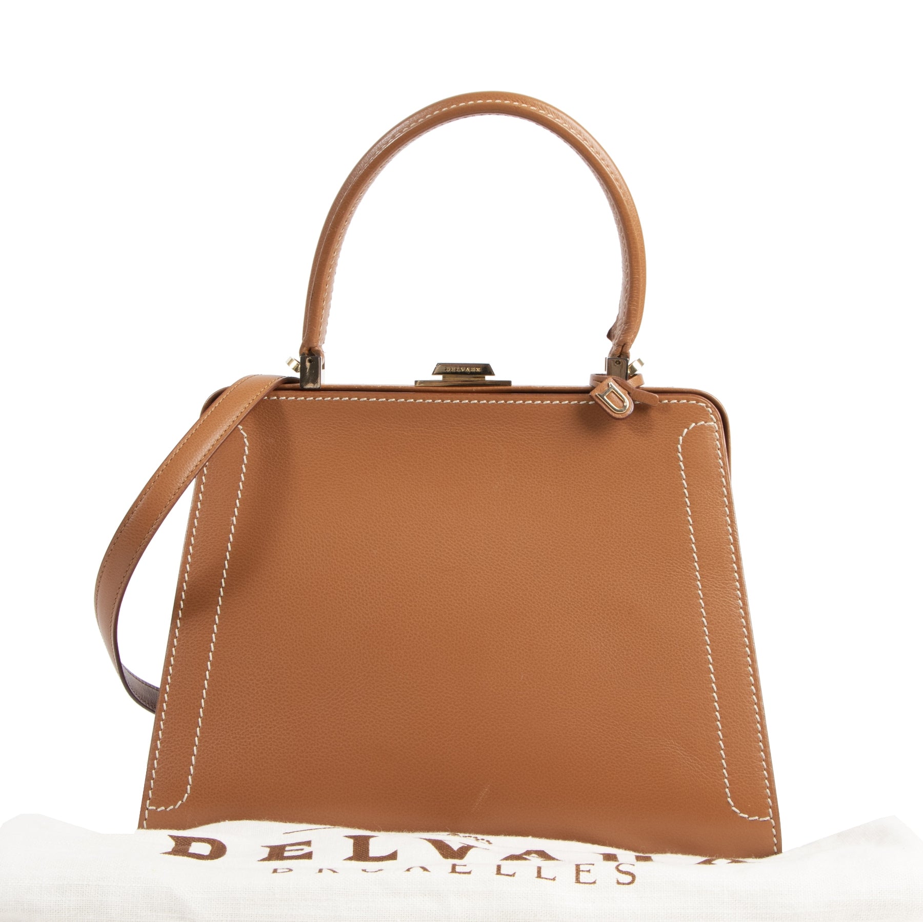 Authentic secondhand Delvaux Classico Cognac Leather Top Handle designer bags fashion luxury vintage webshop safe secure online shopping