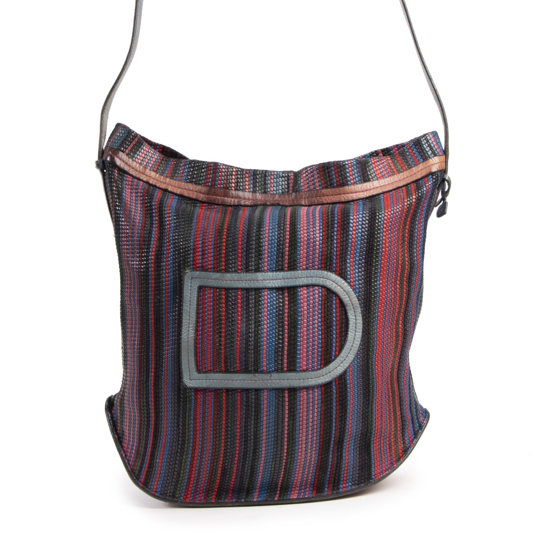 Authentieke Tweedehands Delvaux Le Pin Toile De Cuir Shoulder Bag juiste prijs veilig online shoppen luxe merken webshop winkelen Antwerpen België mode fashion