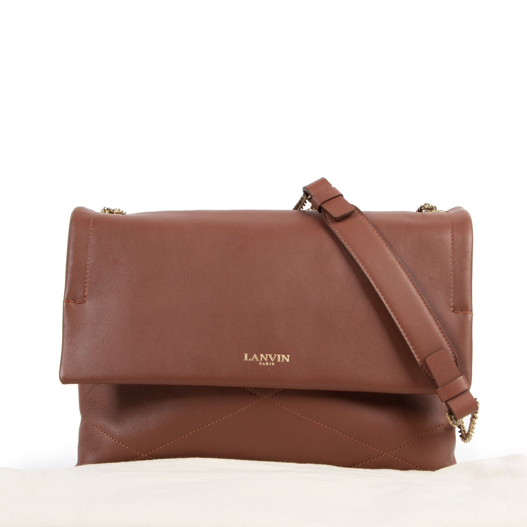 Authentic secondhand Lanvin Brown Sugar Shoulder Bag designer bags fashion luxury vintage webshop safe secure online shopping designer high end brands