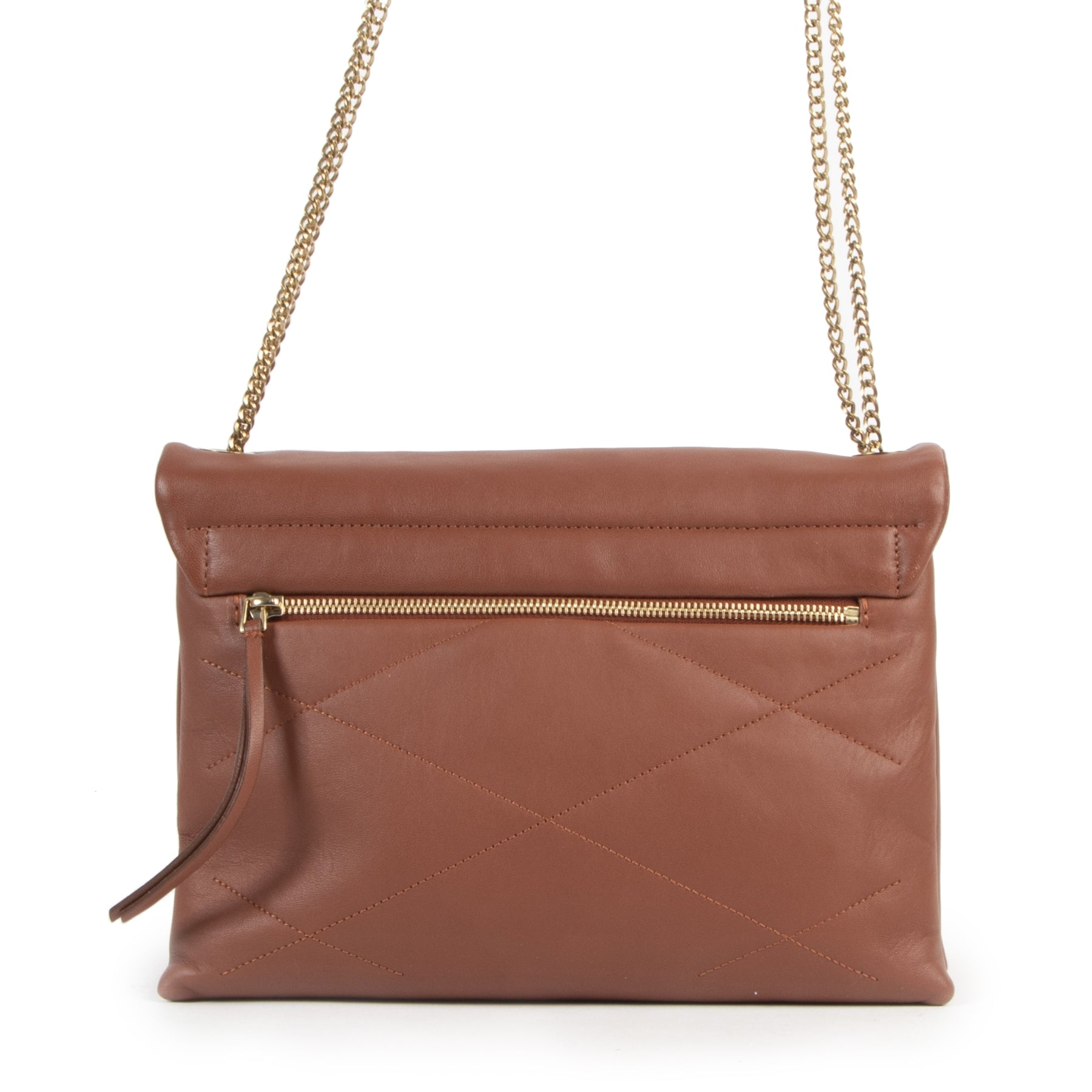 Authentic secondhand Lanvin Brown Sugar Shoulder Bag designer bags fashion luxury vintage webshop safe secure online shopping designer high end brands