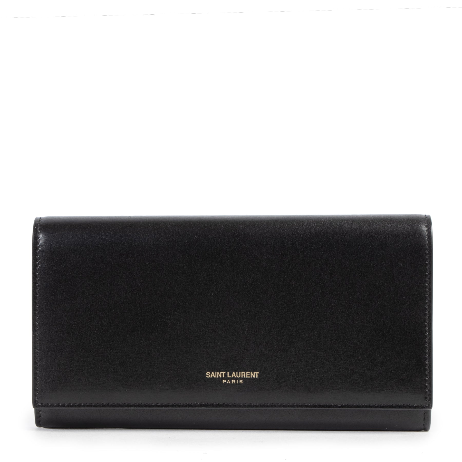 Authentieke Tweedehands Saint Laurent Black Leather Wallet juiste prijs veilig online shoppen luxe merken webshop winkelen Antwerpen België mode fashion