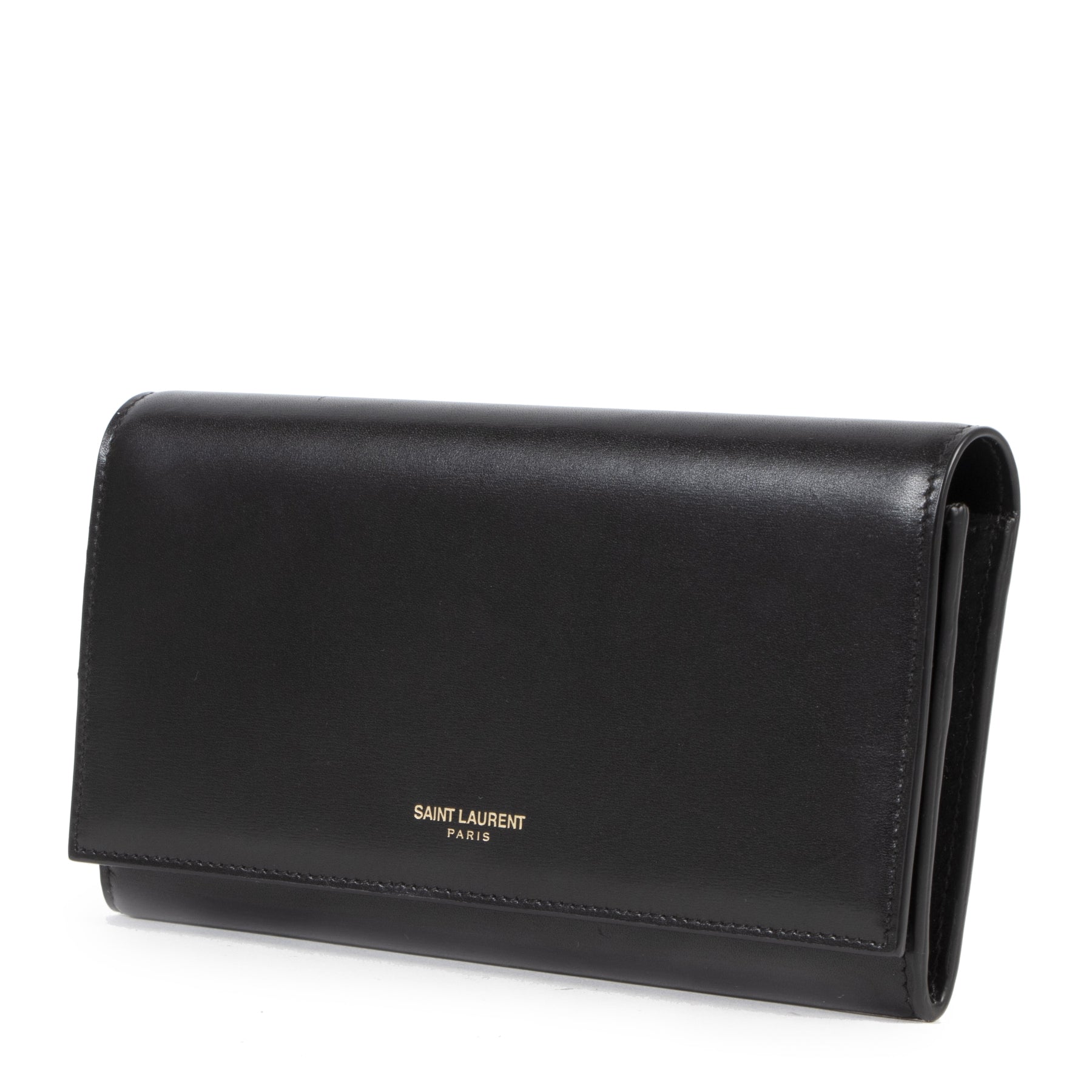 Authentieke Tweedehands Saint Laurent Black Leather Wallet juiste prijs veilig online shoppen luxe merken webshop winkelen Antwerpen België mode fashion