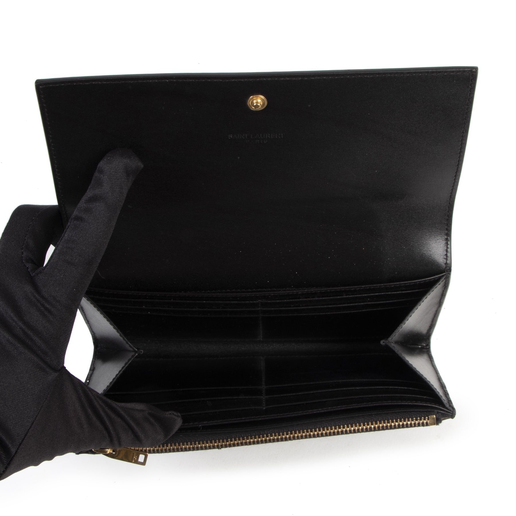 Authentic secondhand Saint Laurent Black Leather Wallet designer accessories fashion luxury vintage webshop safe secure online shopping designer high end brands