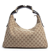 Authentic secondhand Gucci Beige Monogram GG Shoulder Hobo Bag designer bags fashion luxury vintage webshop safe secure online shopping designer high end brands