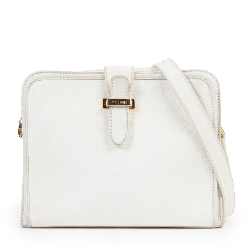 Celine White Leather Shoulder bag in original condition on safe site for 2nd hand designer bags