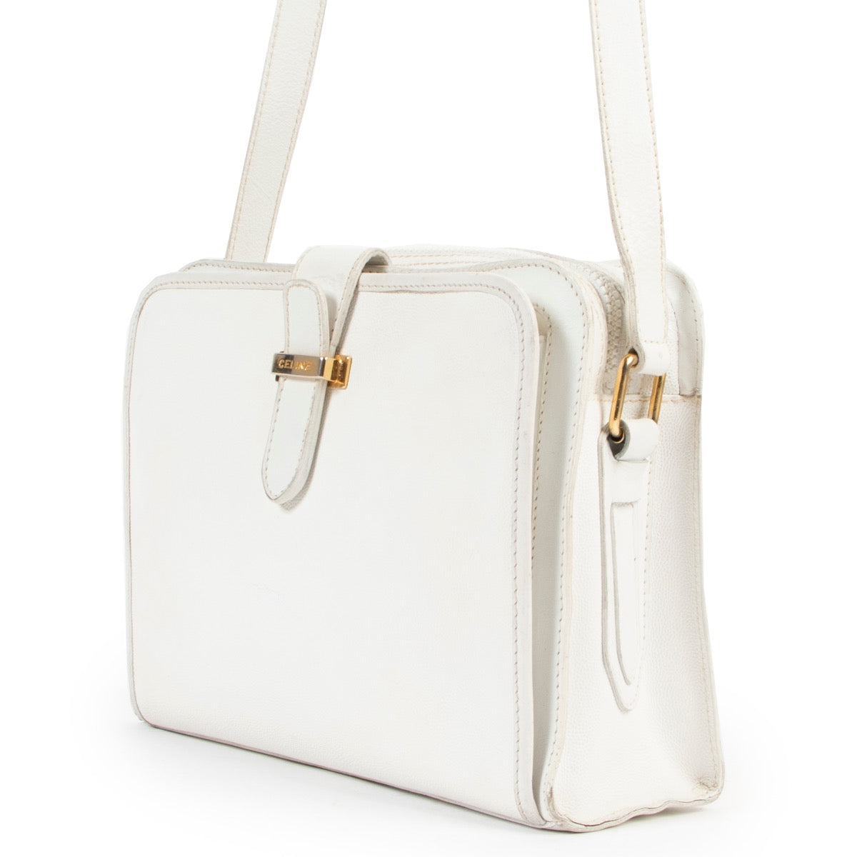 Celine White Leather Shoulder bag in original condition on safe site for 2nd hand designer bags