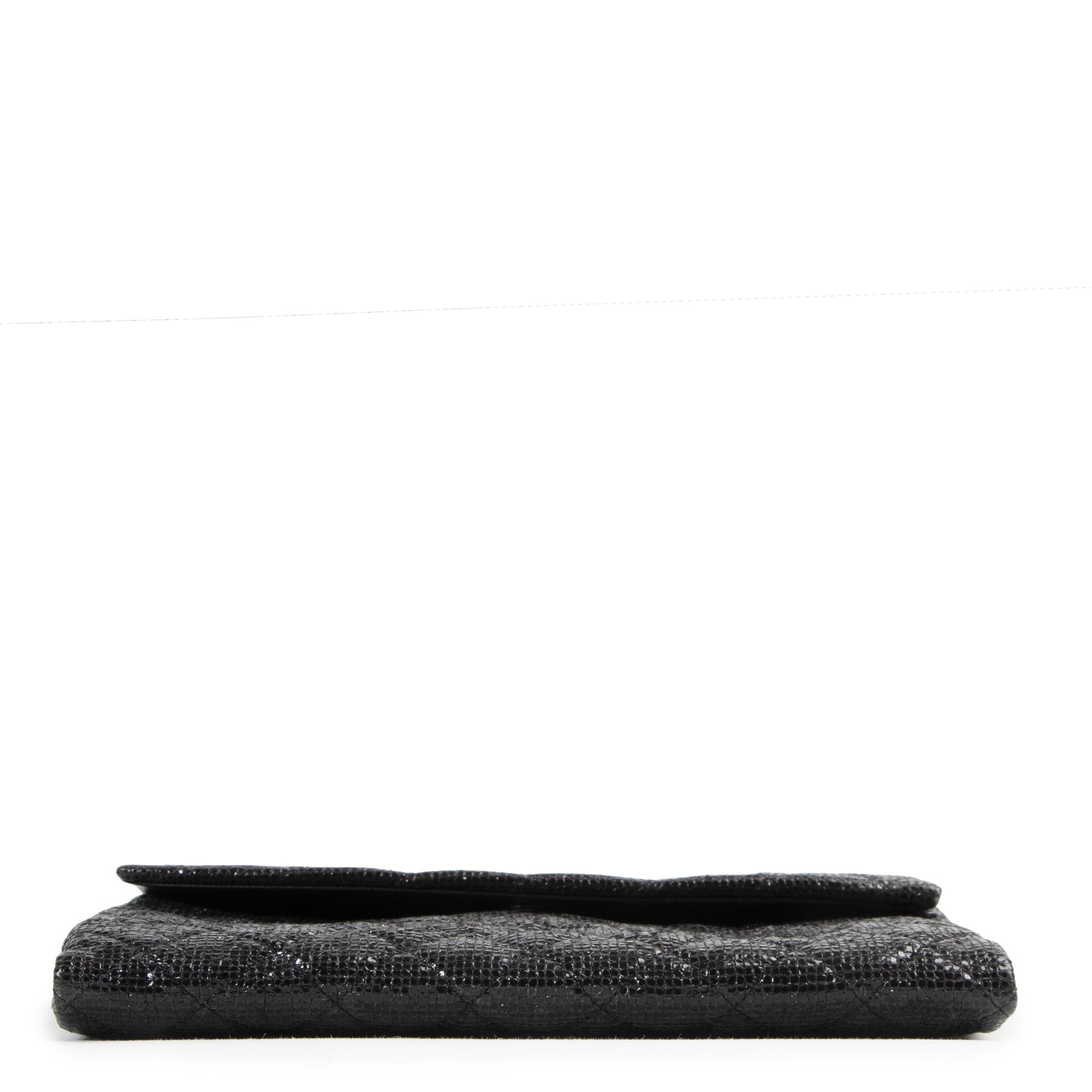 Authentic secondhand Chanel Black Quilted Glitter Clutch designer bags fashion luxury vintage webshop safe secure online shopping