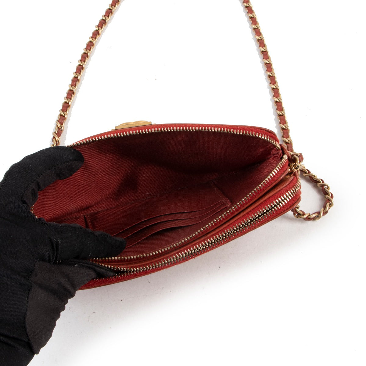 Chanel Rust Boy Portemonnee aan Ketting WOC Double Zip Mini Tas