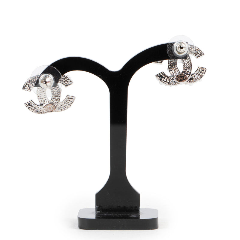 Chanel Zilveren Diamanten Parel Oorbellen