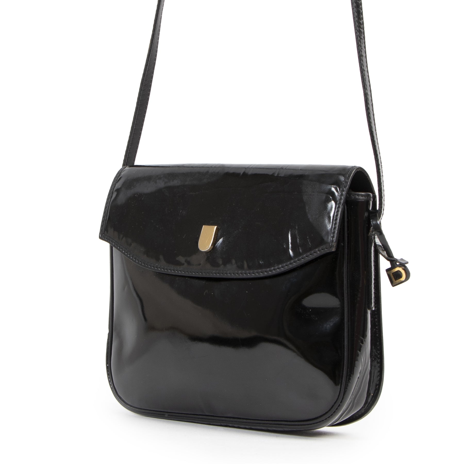 Delvaux Black Patent Leather Crossbody Bag