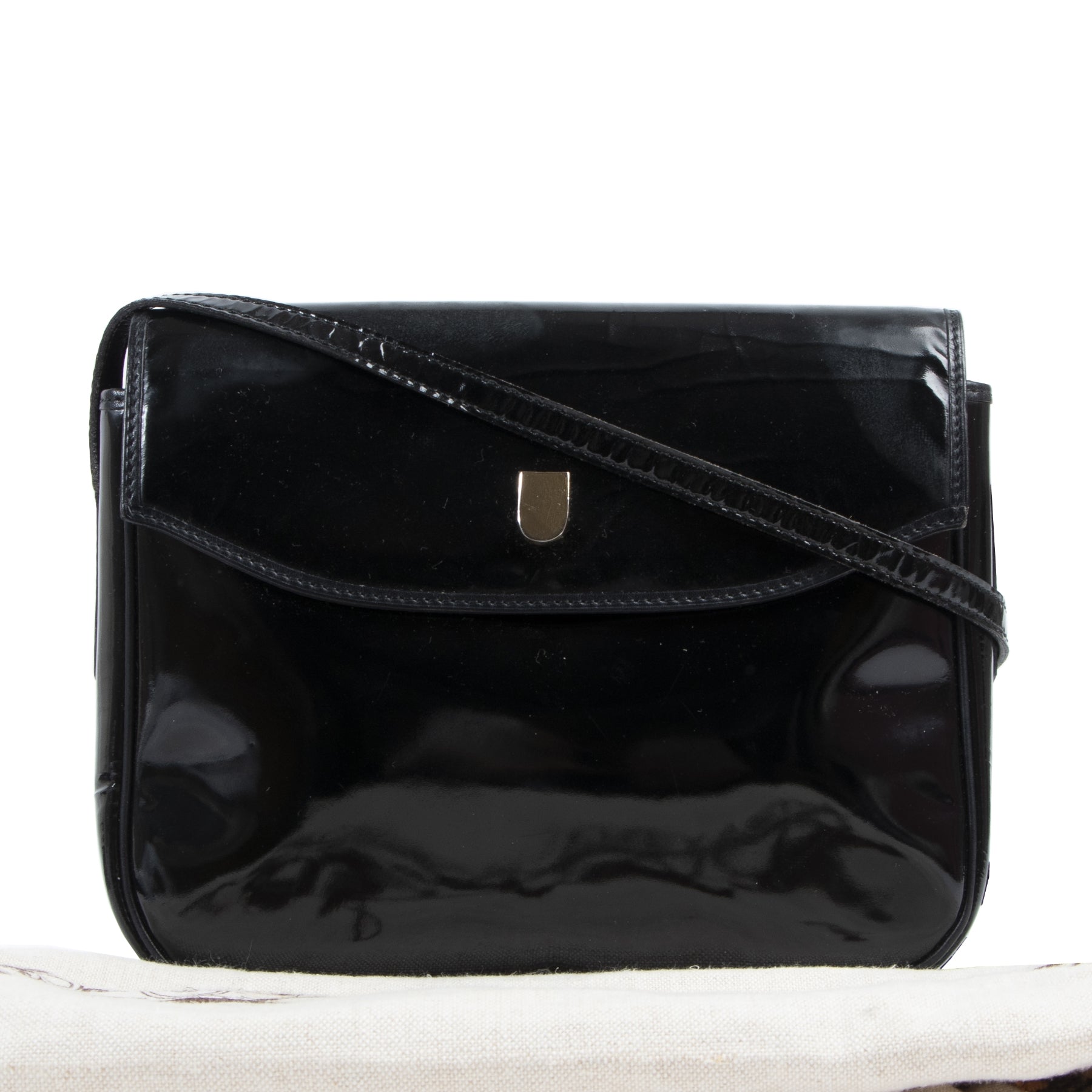 Delvaux Black Patent Leather Crossbody Bag
