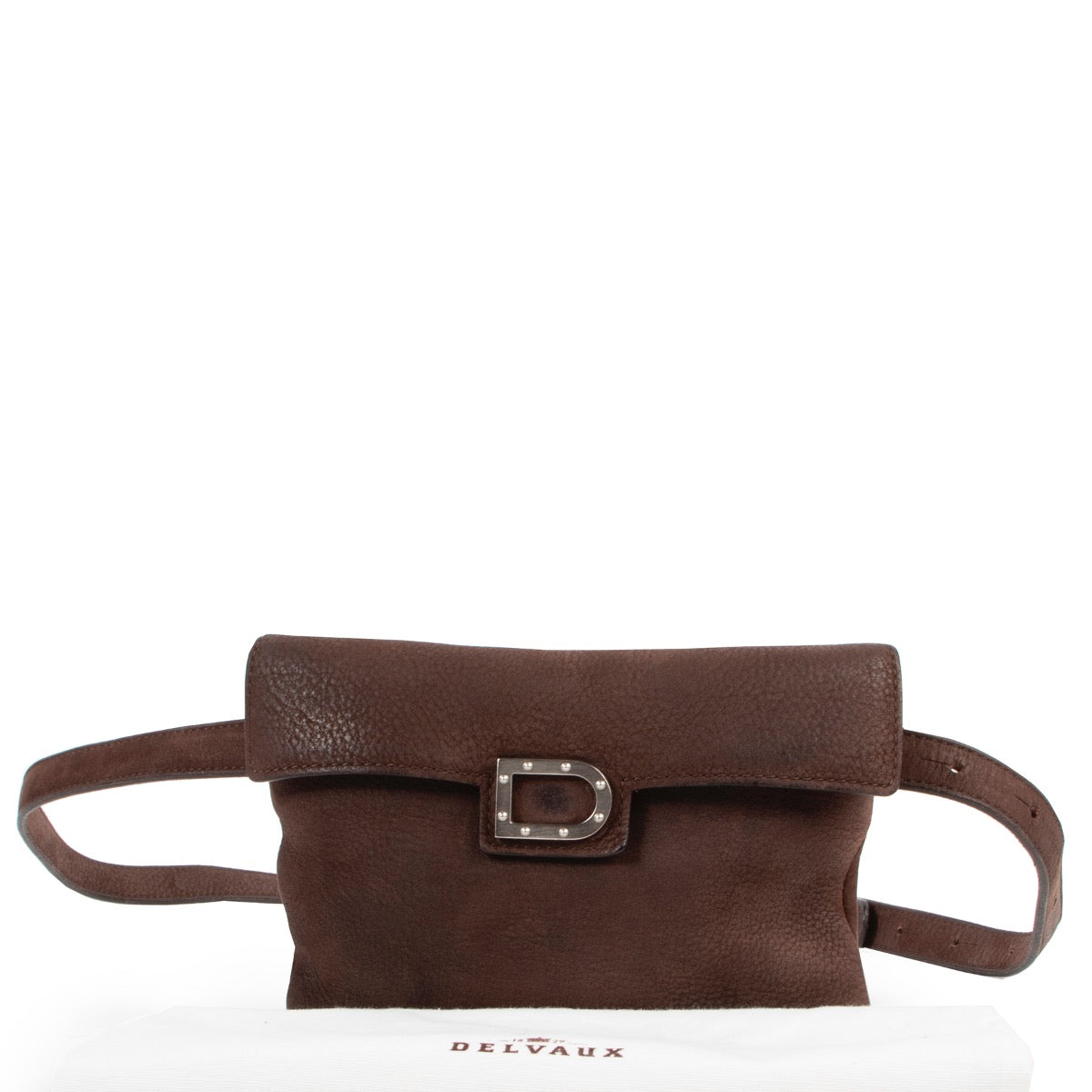 Original Delvaux Brown Nubuck Belt bag now online for sale on Labellov Luxury 2nd hand website for designer bags