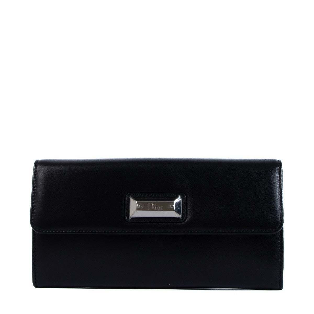 Christian Dior Black Lambskin Logo Wallet