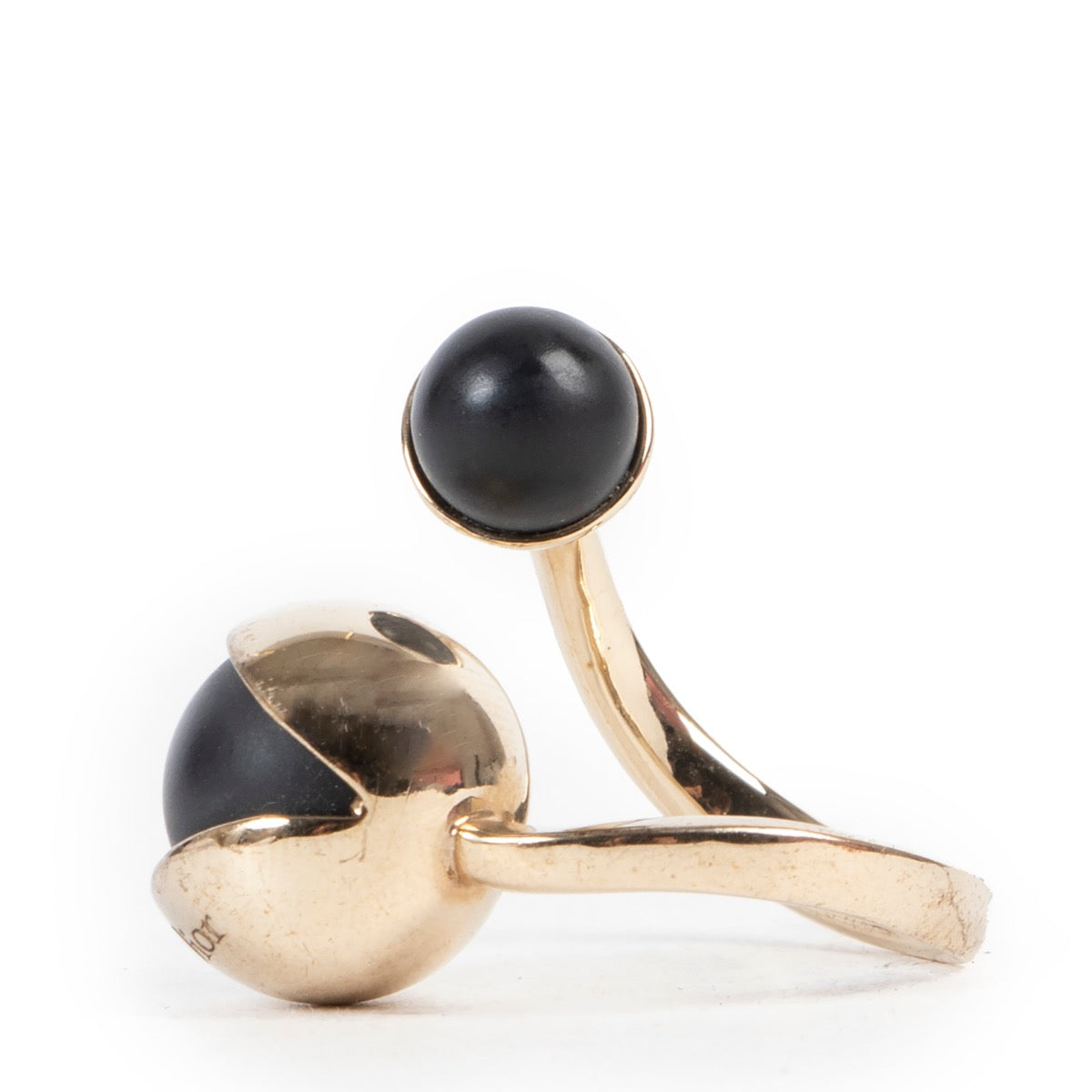 Reliable second hand site for Dior Gold Ring With Black Pearls-Size 55.