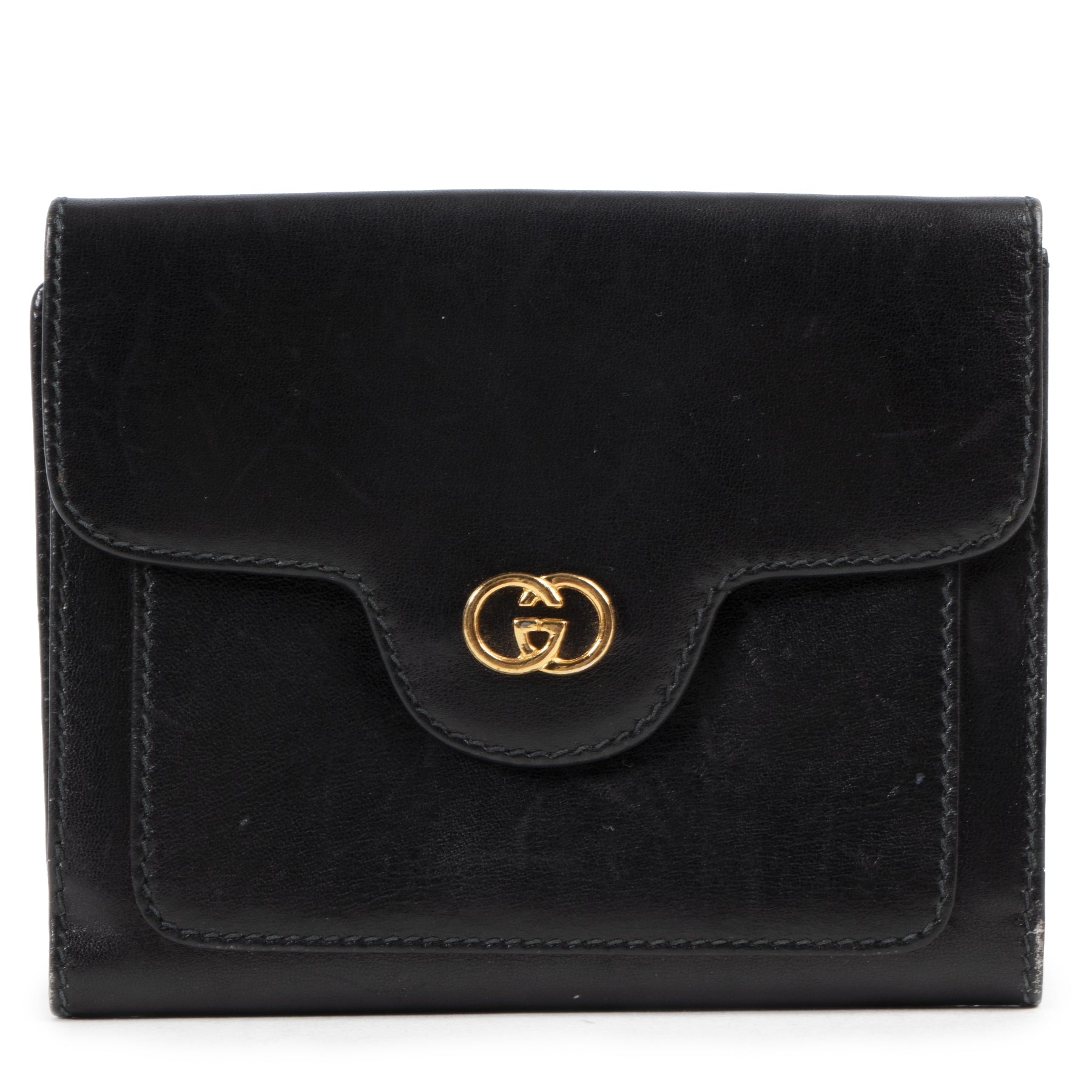Authentic secondhand Gucci Black Leather GG Wallet designer accessories fashion luxury vintage webshop safe secure online shopping
