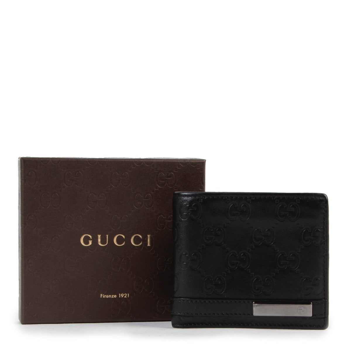 Veilig online kopen van authentieke zwarte Gucci portemonnee.