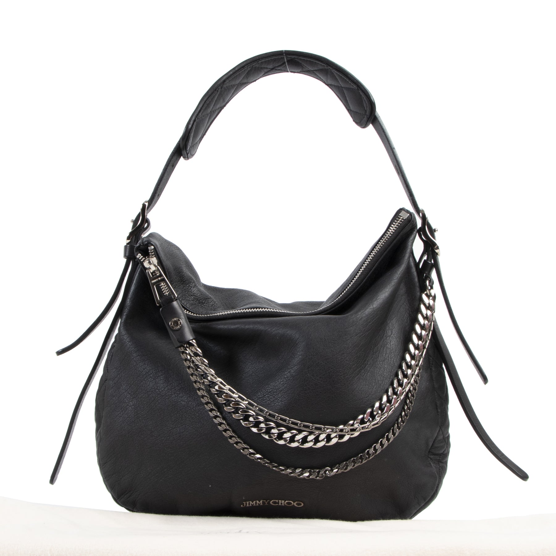 Jimmy Choo Black Biker Chain Hobo Bag
