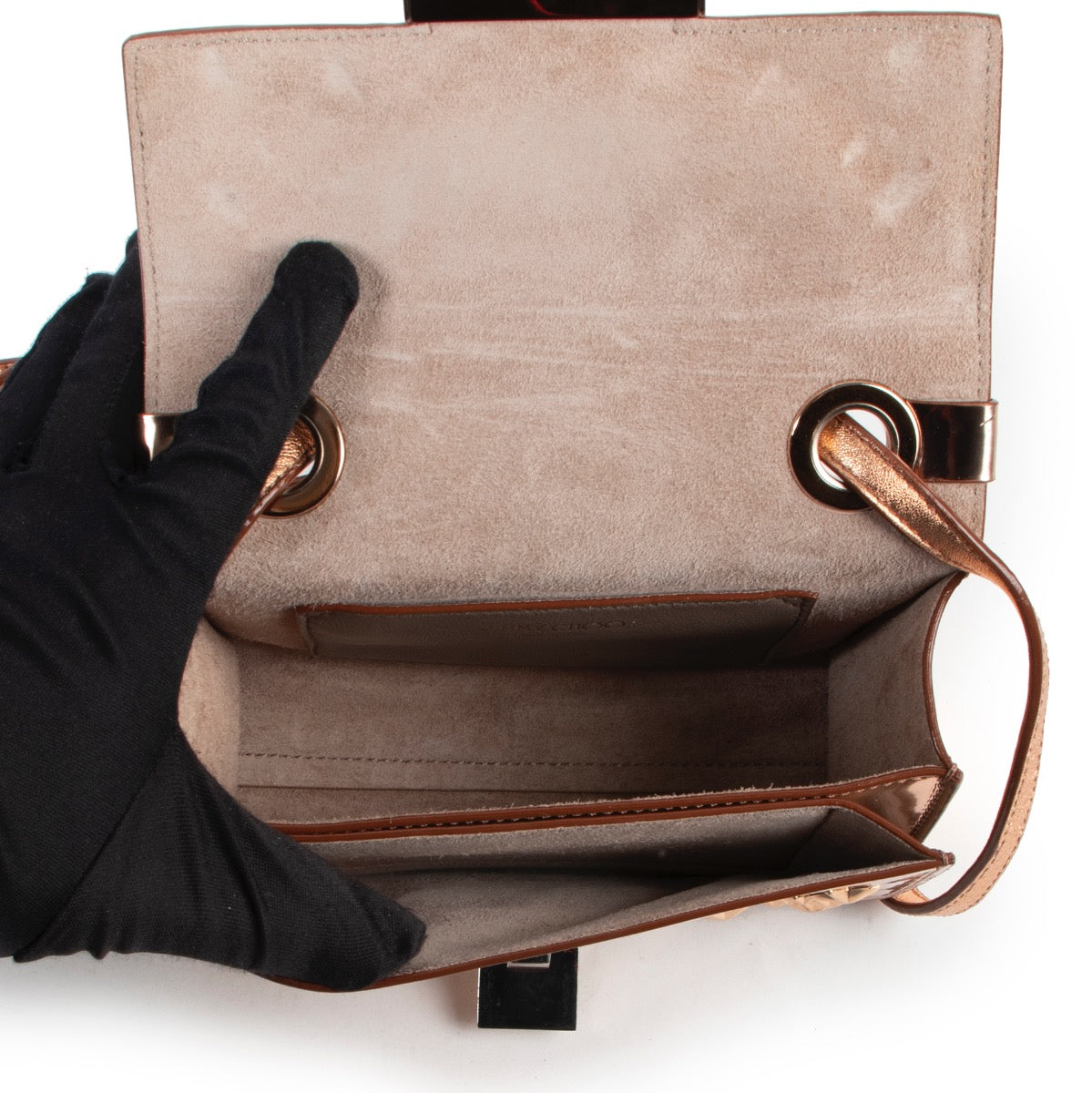 Original Jimmy Choo Shiny Crossbody in Metallic Pink now online for sale on Labellov Luxury