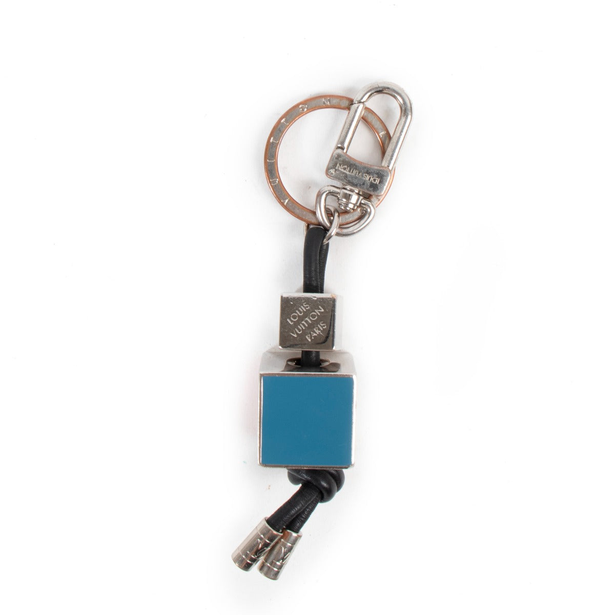 Louis Vuitton Silver Metal Damier Cubes Key Holder/Bag Charm