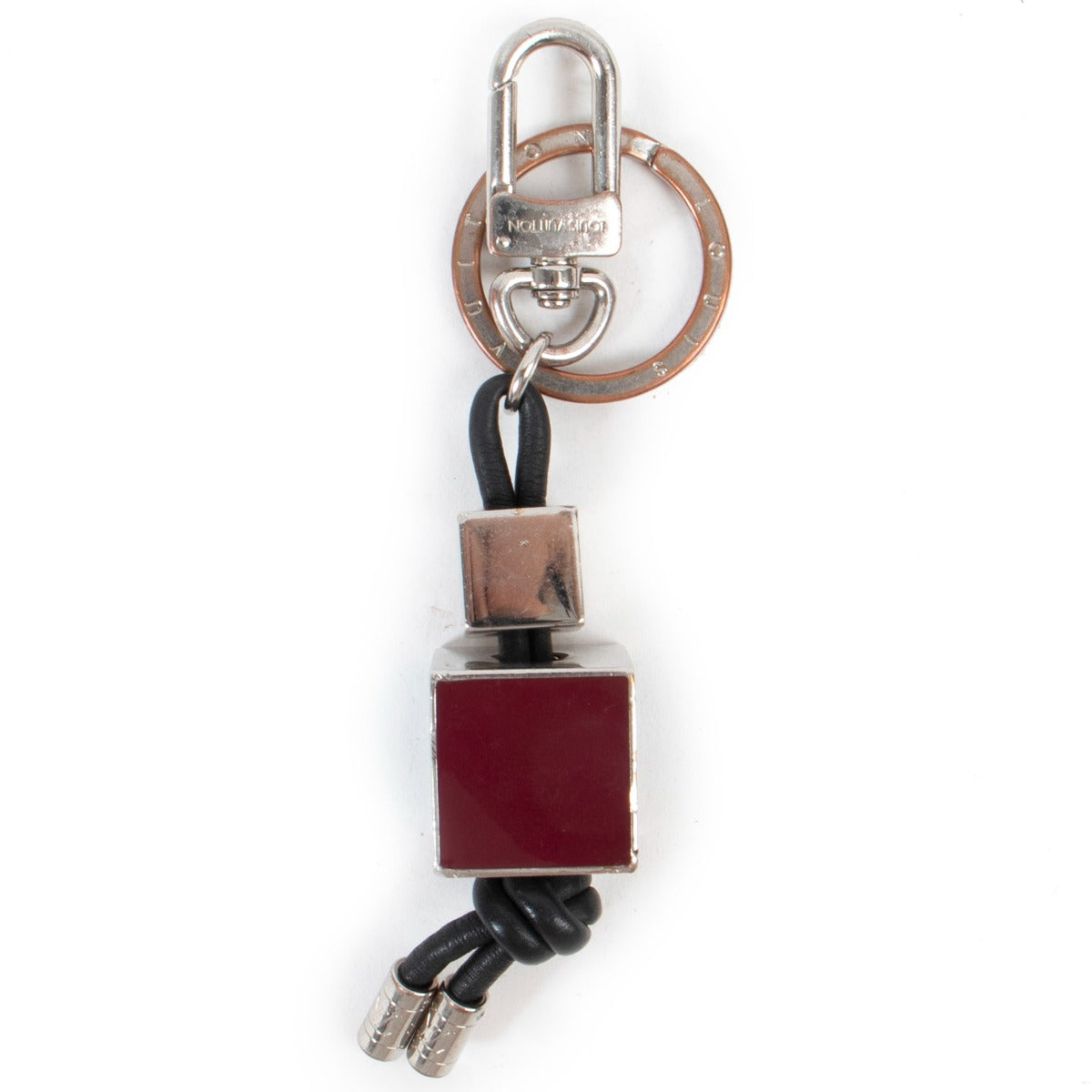 Louis Vuitton Silver Metal Damier Cubes Key Holder/Bag Charm