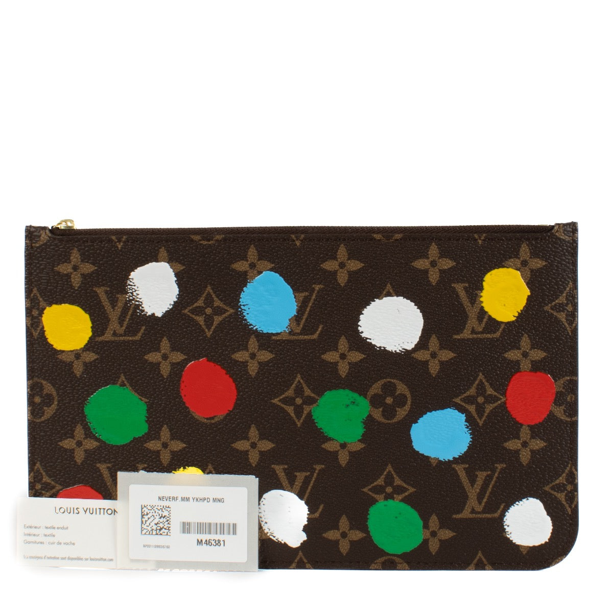 Shop safe online at Labellov in Antwerp, Brussels and knokke this 100% authentic second hand Louis Vuitton x Yayoi Kusama Monogram Neverfull MM Clutch Bag