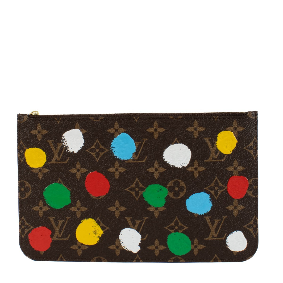 Shop safe online at Labellov in Antwerp, Brussels and knokke this 100% authentic second hand Louis Vuitton x Yayoi Kusama Monogram Neverfull MM Clutch Bag