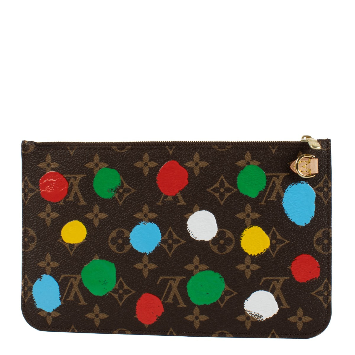 Shop safe online at Labellov in Antwerp, Brussels and knokke this 100% authentic second hand Louis Vuitton x Yayoi Kusama Monogram Neverfull MM Clutch Bag