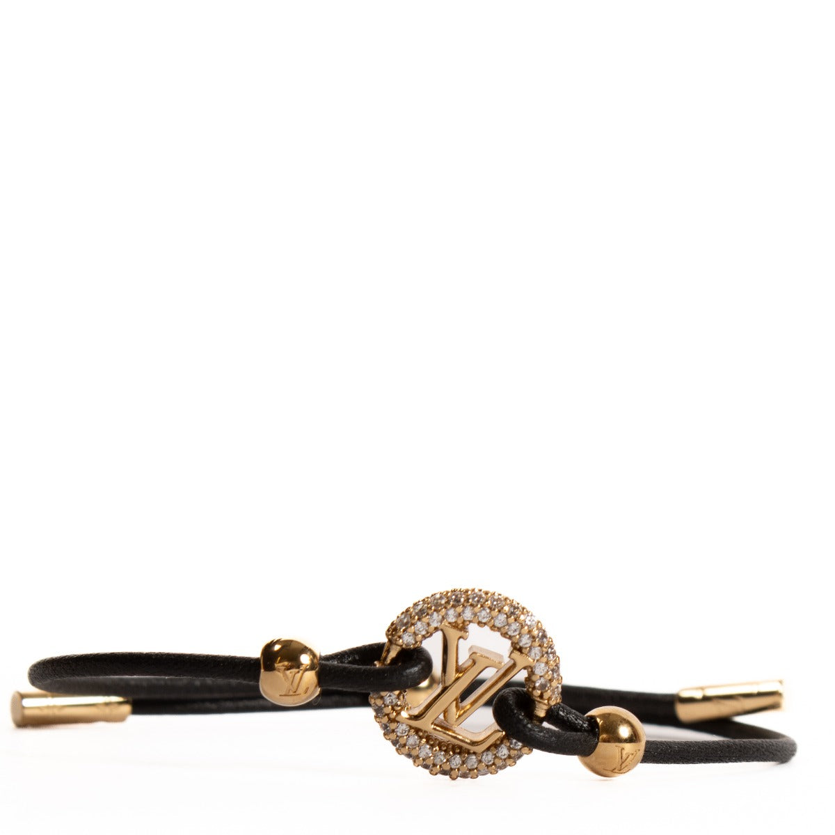 Bracelet Louis Vuitton Louise By Night en cuir noir