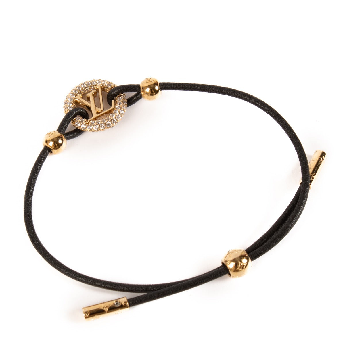Louis Vuitton Black Leather Louise By Night Bracelet