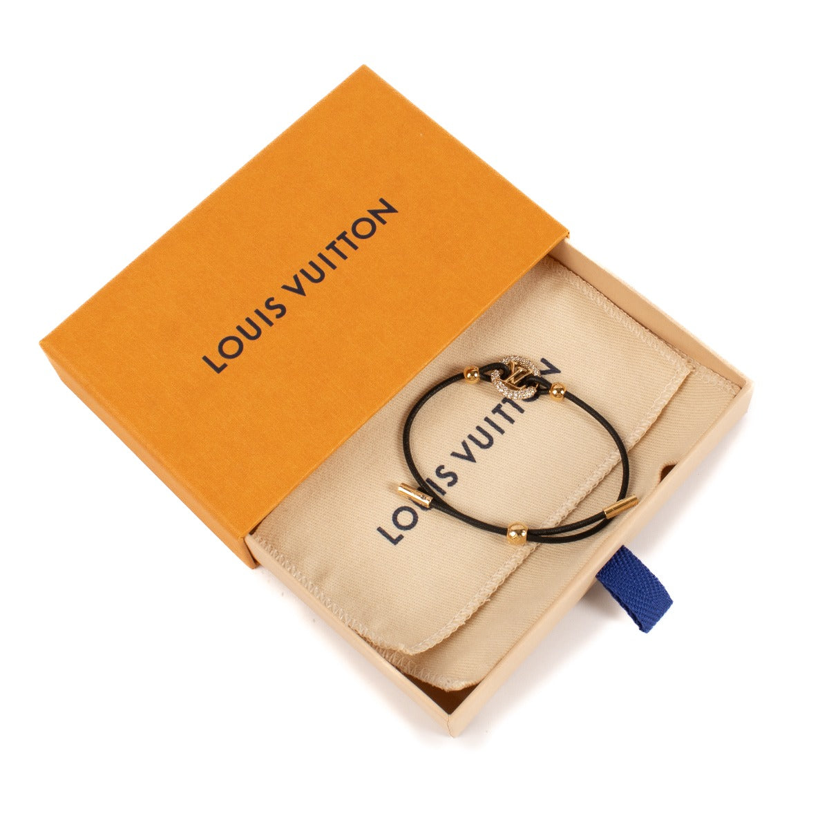 Louis Vuitton Black Leather Louise By Night Bracelet