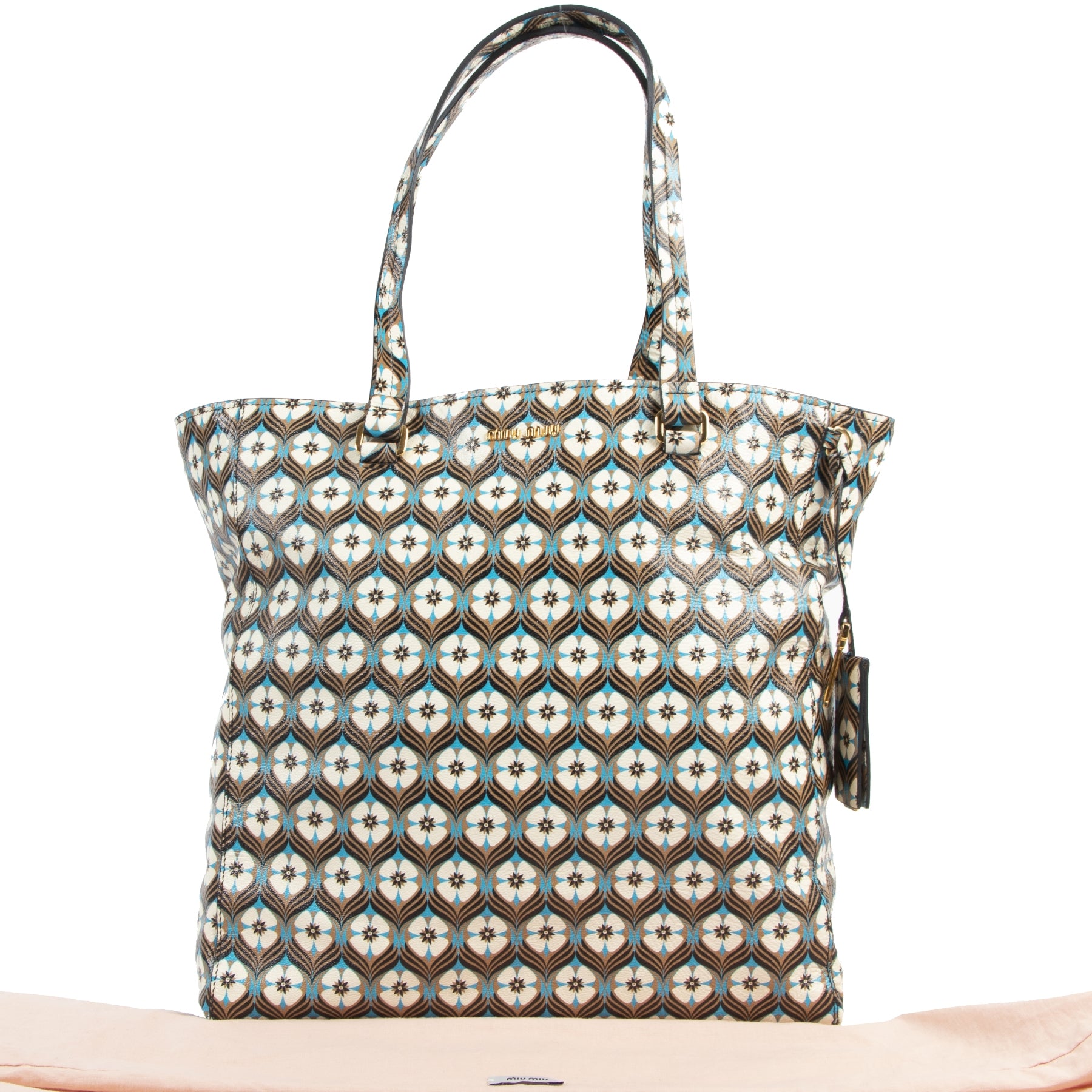 Miu Miu Blue Madras Print Cammello Tote