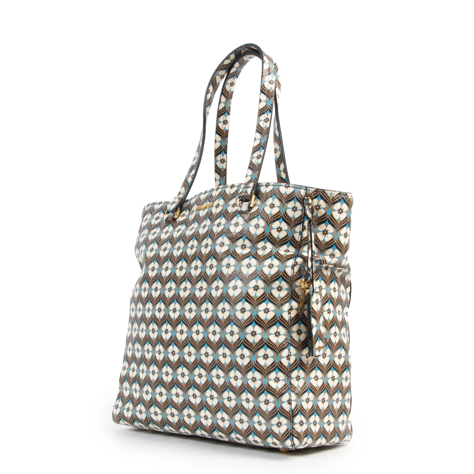Miu Miu Blue Madras Print Cammello Tote