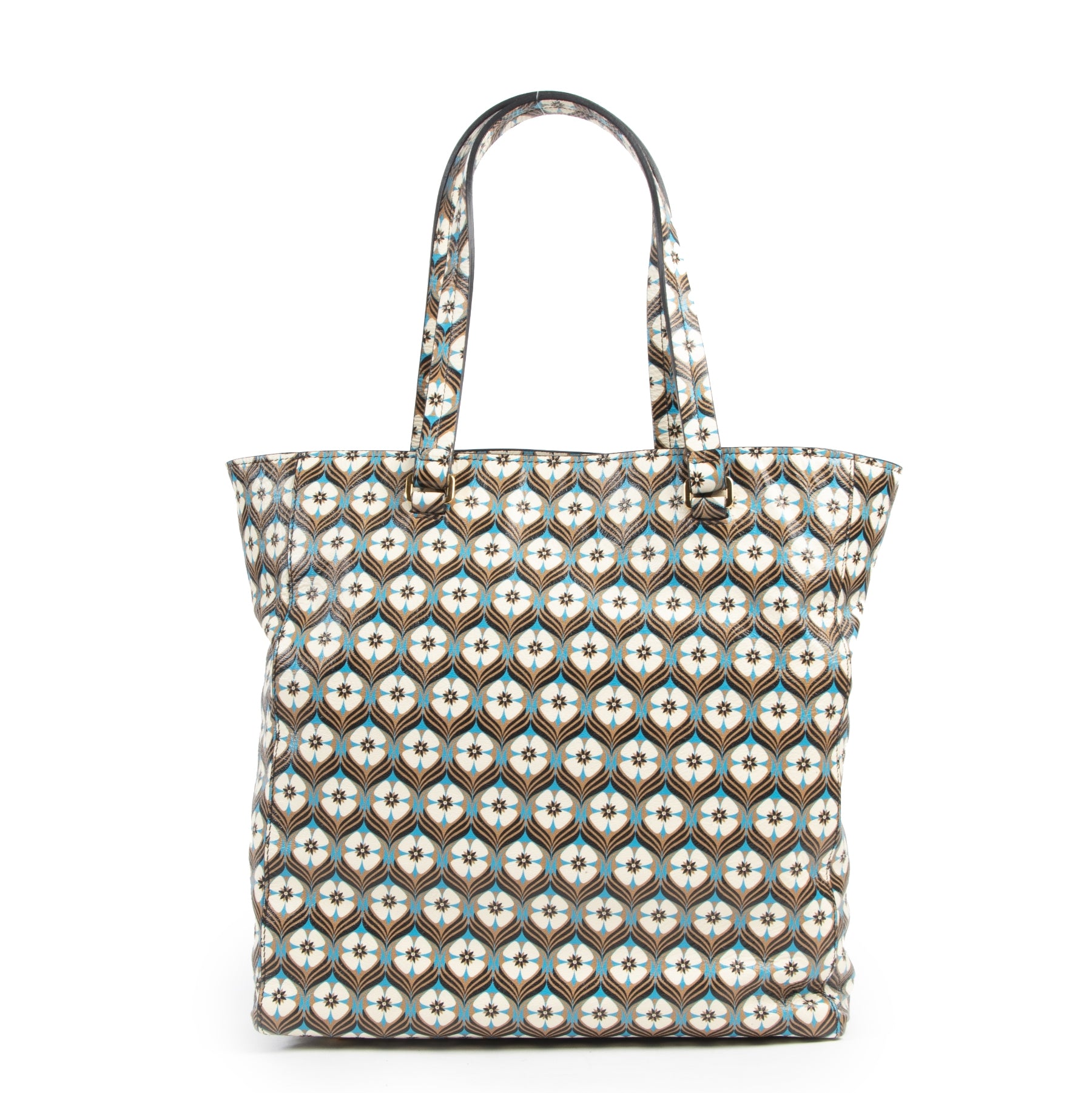 Miu Miu Blue Madras Print Cammello Tote