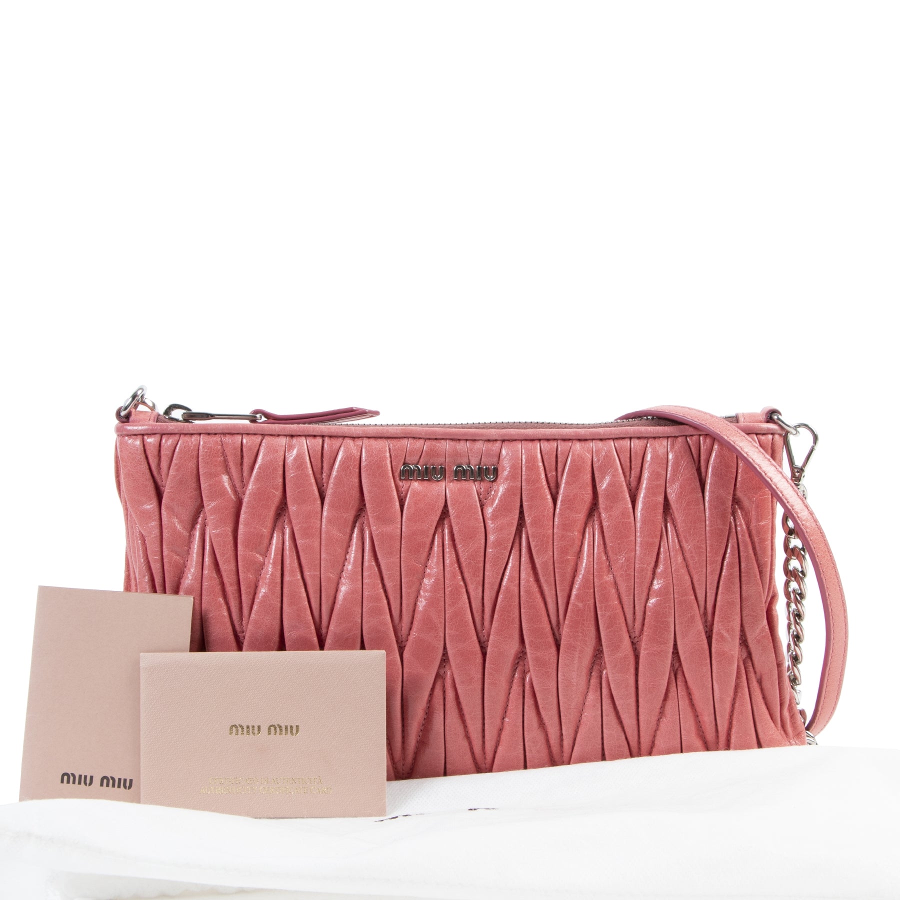 Miu Miu Pink Metalasse Crossbody Bag