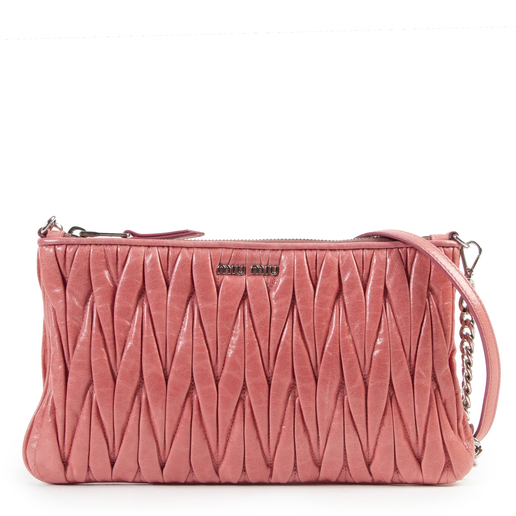 Miu Miu Pink Metalasse Crossbody Bag