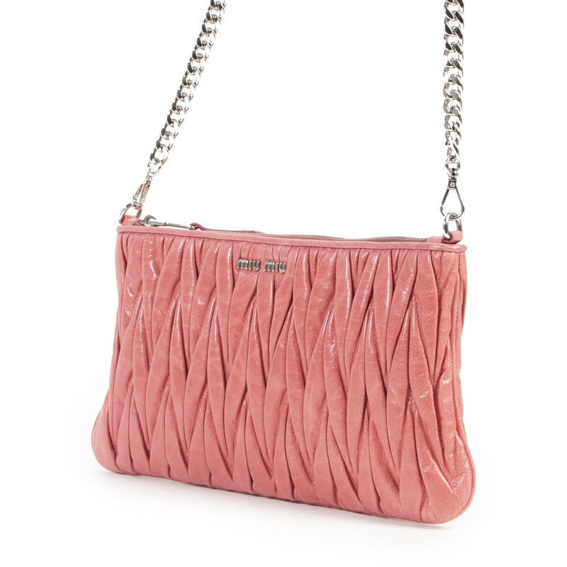 Miu Miu Pink Metalasse Crossbody Bag