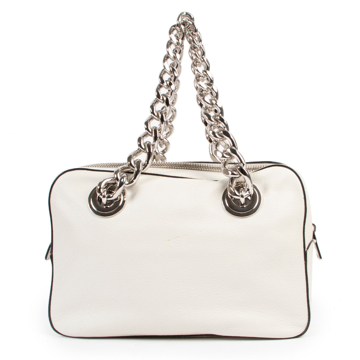 Prada White Leather Chain Top handle in good condition on Labellov vintage luxury site with good price