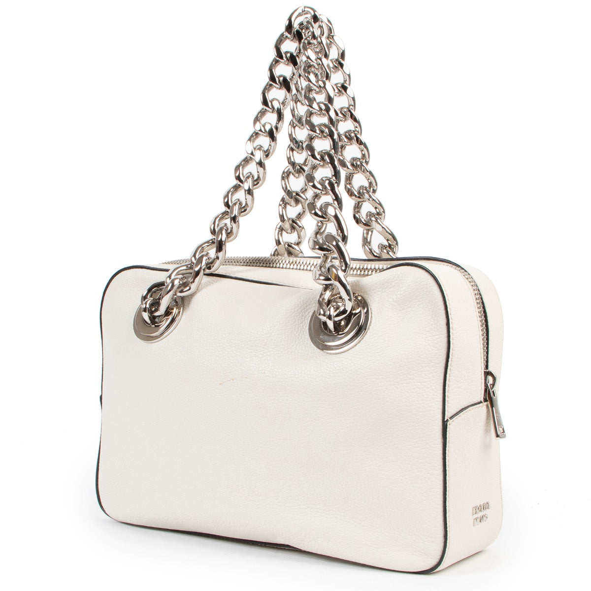 Prada White Leather Chain Top handle in good condition on Labellov vintage luxury site with good price