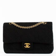 Authentic preloved Chanel Black Fabric Medium Vintage Classic Flap Bag on Labellov.com