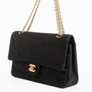 Authentic preloved Chanel Black Fabric Medium Vintage Classic Flap Bag on Labellov.com