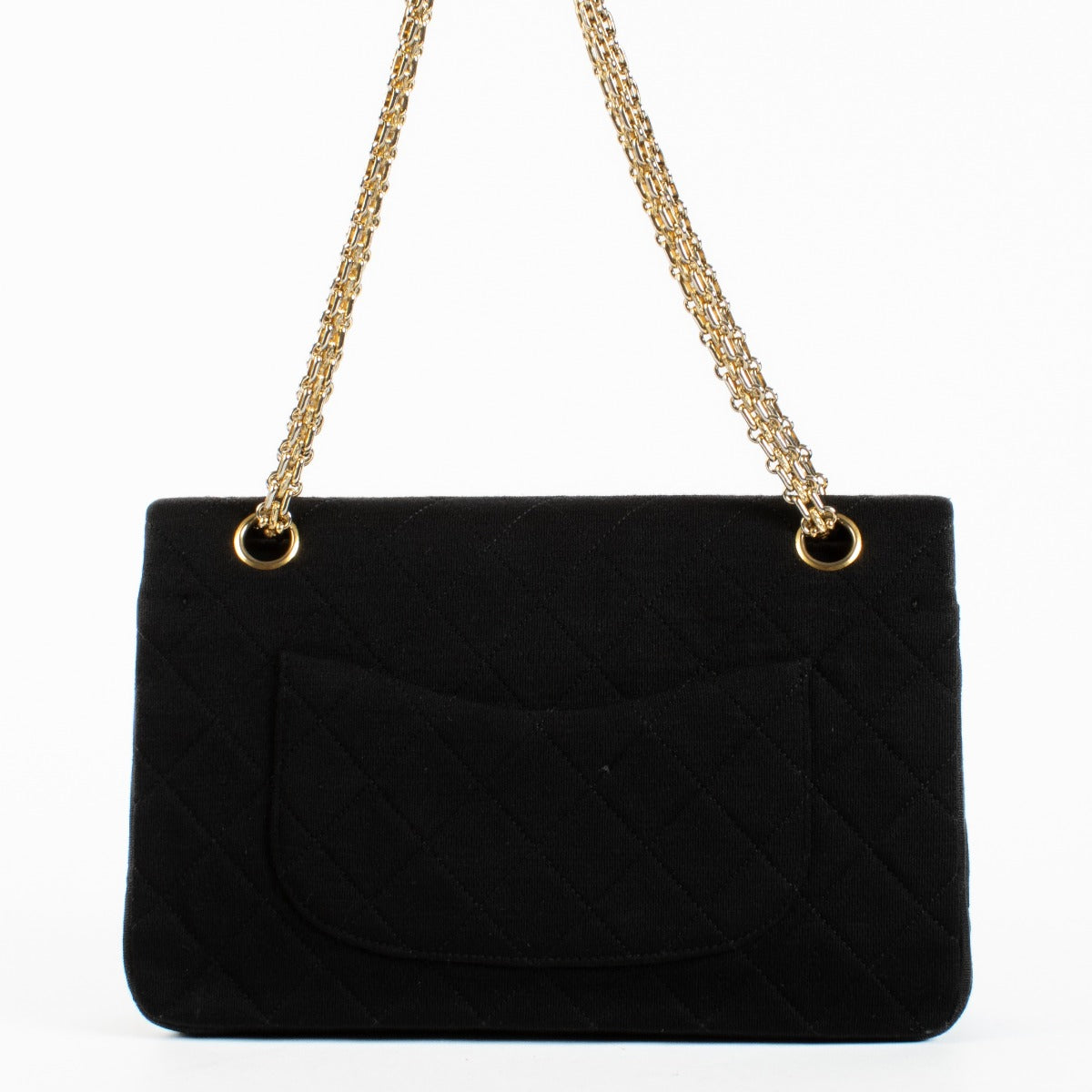 Authentic preloved Chanel Black Fabric Medium Vintage Classic Flap Bag on Labellov.com