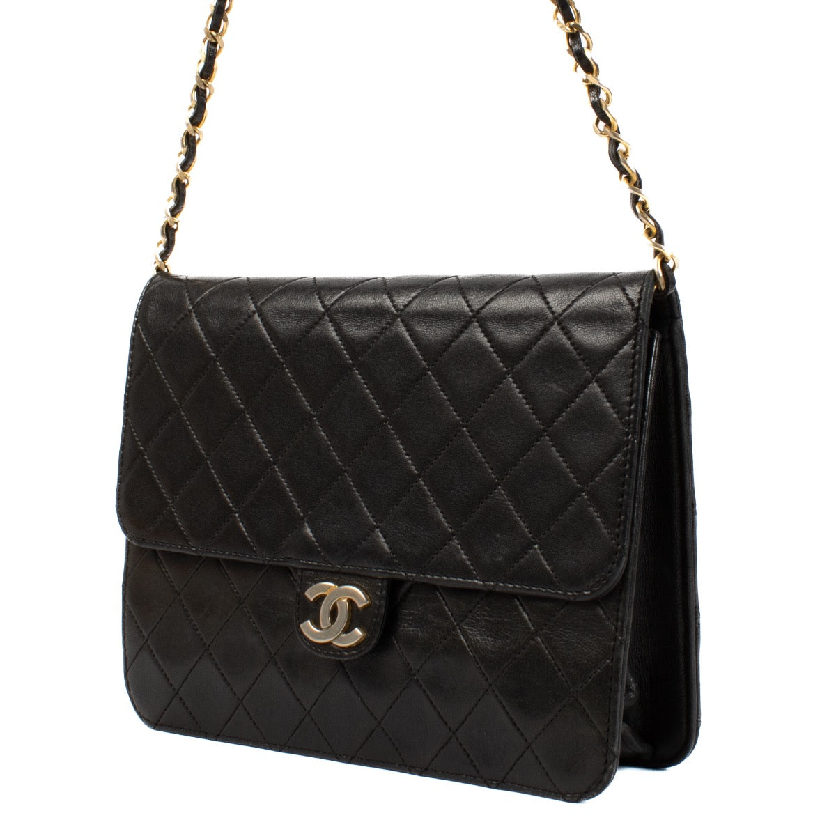 shop 100% authentic second hand Chanel Vintage Black Lambskin Chain Flap Bag on Labellov.com