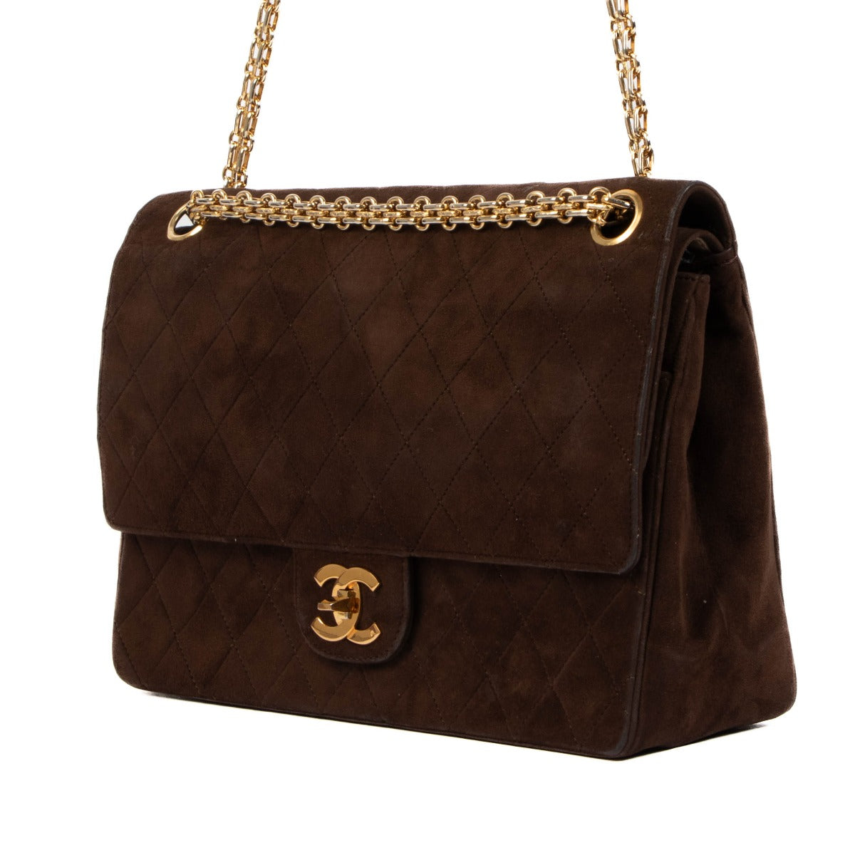 shop 100% authentic second hand Chanel Vintage Brown Suede 2.55 Chain Classic Flap Bag on Labellov.com