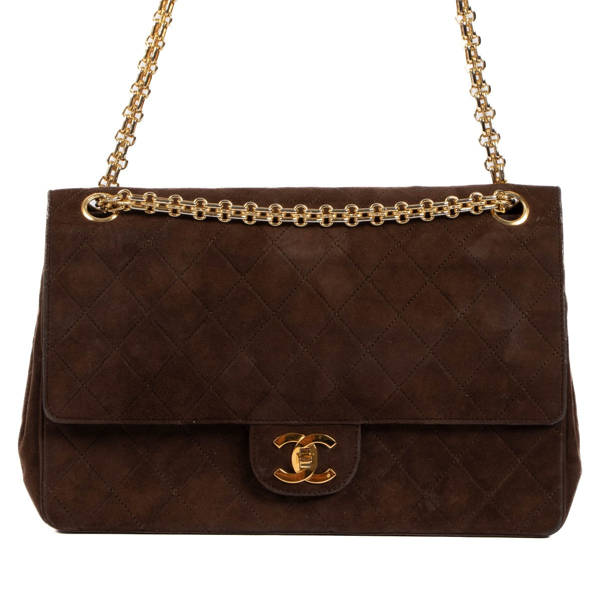 shop 100% authentic second hand Chanel Vintage Brown Suede 2.55 Chain Classic Flap Bag on Labellov.com
