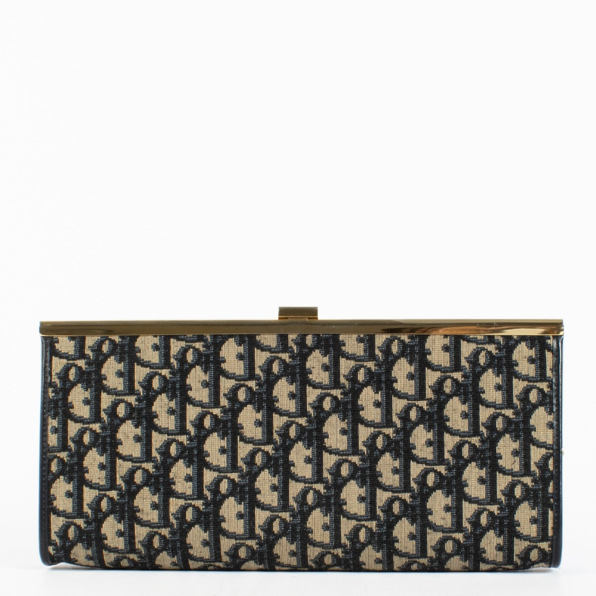 Authentic preloved Christian Dior Vintage Blue Oblique Kiss Lock Clutch on Labellov.com